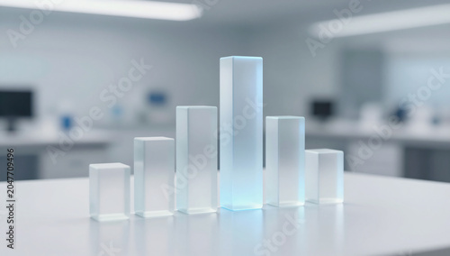 Futuristic Minimalist 3D Rising Bar Chart Graph