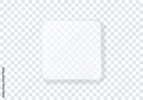 Transparent frosted glass square panel isolated on checkerboard background