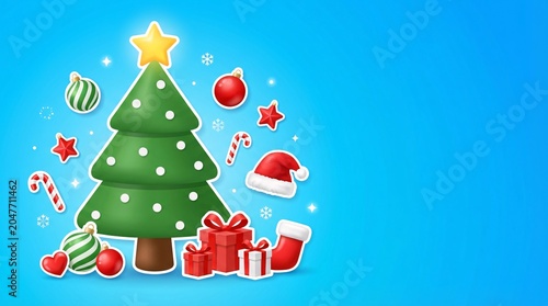 Christmas Tree and Gifts Illustration