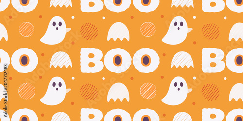 Quadro su tela ghosts and boo text pattern on orange