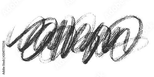 Canvastavla Abstract expressive hand drawn continuous line scribble texture black and white sketch background vector illustration