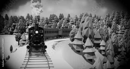 Foto Train, mountains and trees