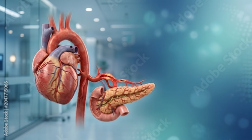 Heart and Pancreas Anatomy Showing Cardiovascular and Metabolic Health Connection
