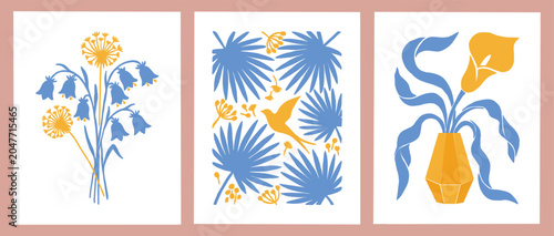 Foto Modern minimal pastel botanical poster set