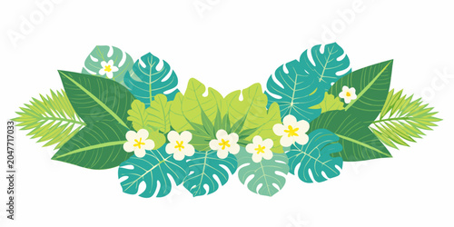 tropical foliage arrangement vector illustration leaves monstera