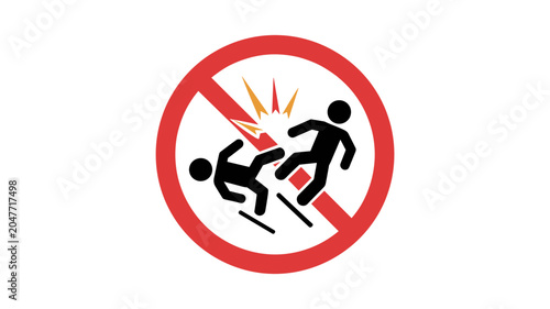 Photos Adobe Illustrator ArtworkProhibition Sign Showing Two Silhouettes Fighting and S