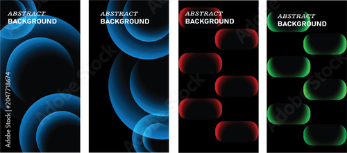 Set of abstract backgrounds with colorful glowing shapes