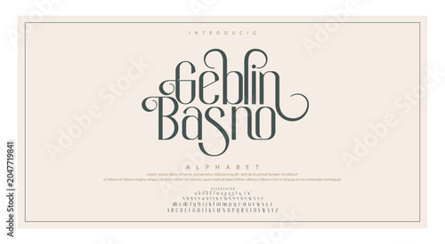 Foto Geblin Classy elegant font, vintage type or luxury premium typeface, vector English royal alphabet