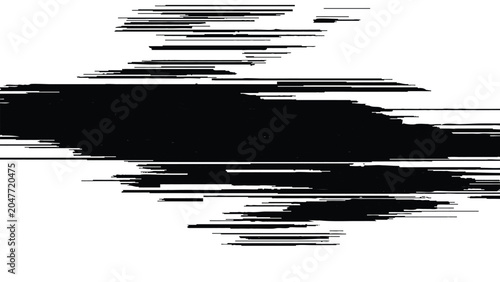 Valokuva Glitchy distorted digital error abstract pattern with horizontal lines and black