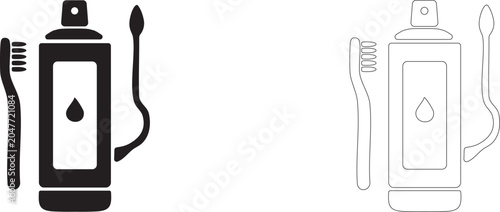 Canvas Print Astronaut personal hygiene vector icon, weightlessness care products symbol, toothbrush, orbital station life and cleanliness