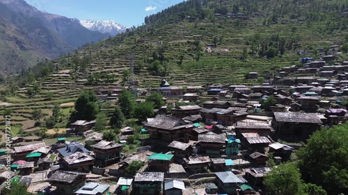 village in the mountains  of the Himalayas