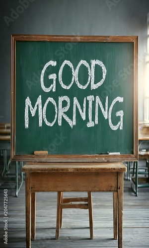 Good morning text on chalk baord