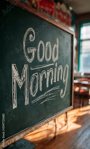 Good morning text on chalk baord