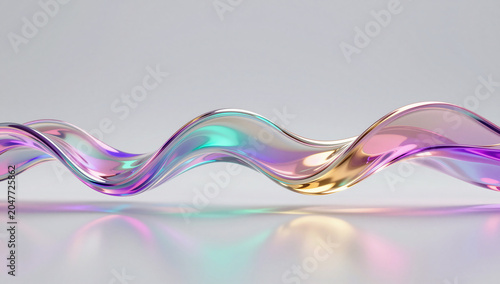 Futuristic Iridescent Glass Wave Abstract Background