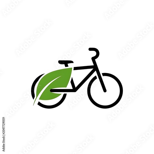 Green electric bicycle parked on white background.