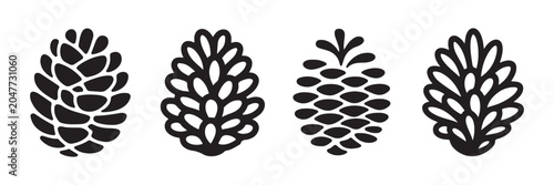 Bild auf Leinwand Four distinct pine cone graphic shapes for nature inspired patterns and woodland decoration art