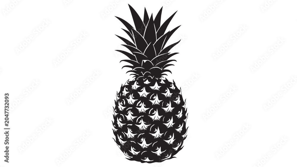 Obraz premium Black silhouette icon of a fresh tropical pineapple fruit