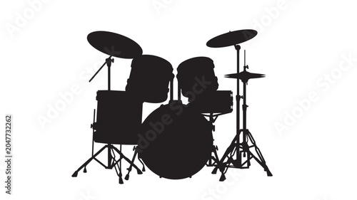 Fotografie Black silhouette of a drum set on a stand
