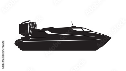 Konstfotografi Black silhouette of a modern hovercraft vehicle