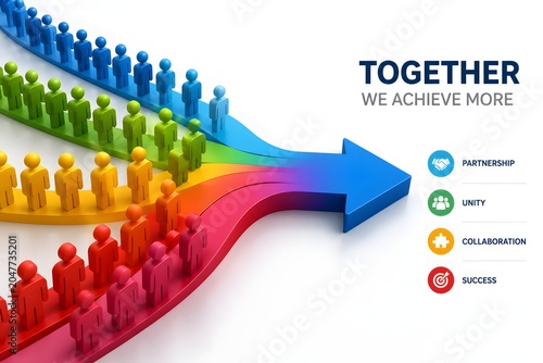 Diverse groups merging into unified team reaching goal