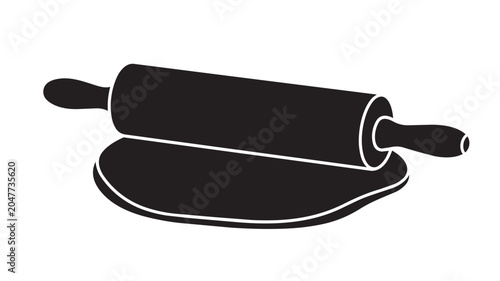 Fotografie Black rolling pin and dough icon