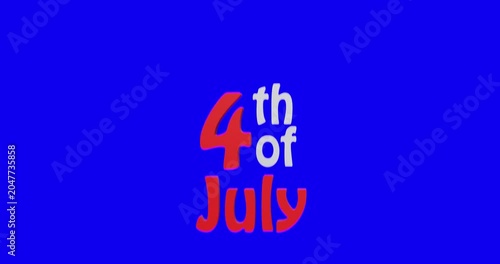 Fourth of july, USA Independence Day greeting card. 3d render video.