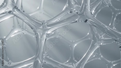 Abstract Medical 3D Render of Translucent White Cellular Lattice with Copy Space