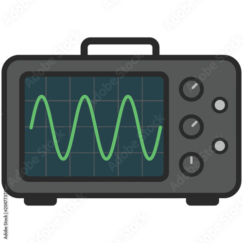 Cuadro en lienzo Oscilloscope electronic testing device showing a sine wave signal graph