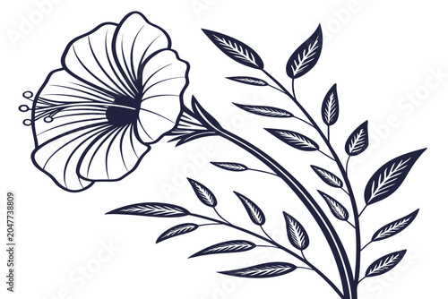Tableau sur toile coloring page line art the indigo flower black vector