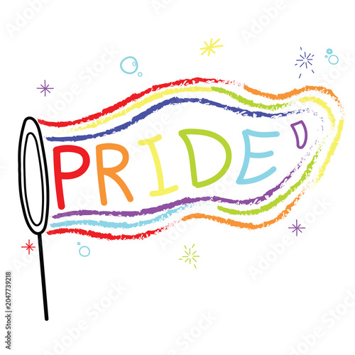 Quadro su tela Central Theme: This is a vibrant, hand-drawn illustration celebrating Pride and LGBTQ+ diversity, set against a clean, minimalist white background