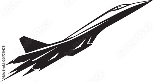 Billede på lærred Supersonic fighter jet vector silhouette, black military aircraft icon, aerodyna
