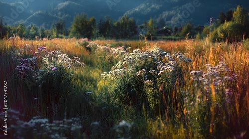 Sunny meadow with wildflowers