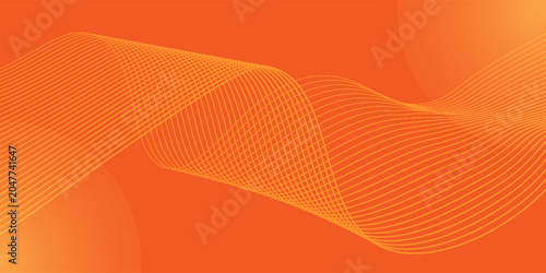 Orange waves  lines and particles. particles patterns art