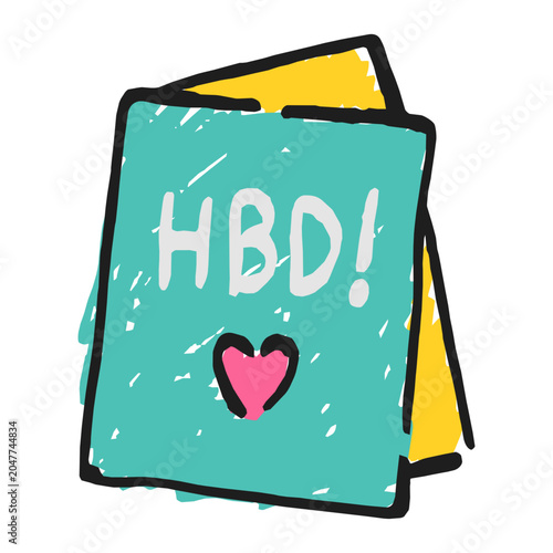 Hand Drawn Birthday Greeting Card Vector Illustration