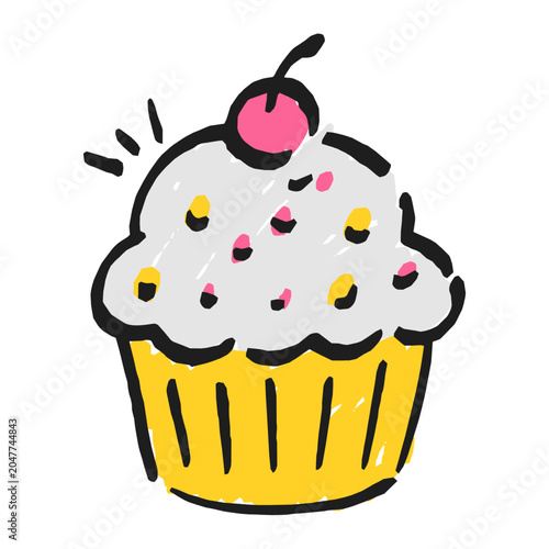 Hand Drawn Birthday Cake Vector Illustration
