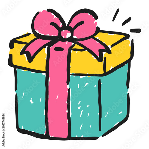Hand Drawn Birthday Gift Vector Illustration