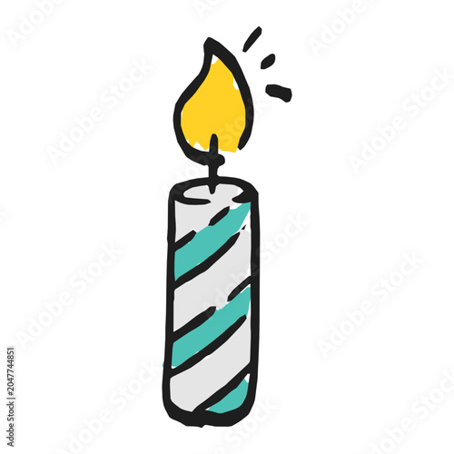 Hand Drawn Birthday Candle Vector Illustration