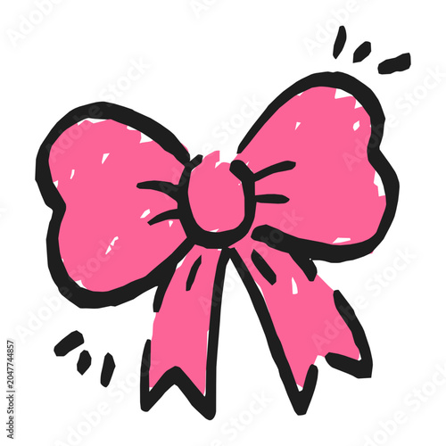 Hand Drawn Red Ribbon Vector Illustration