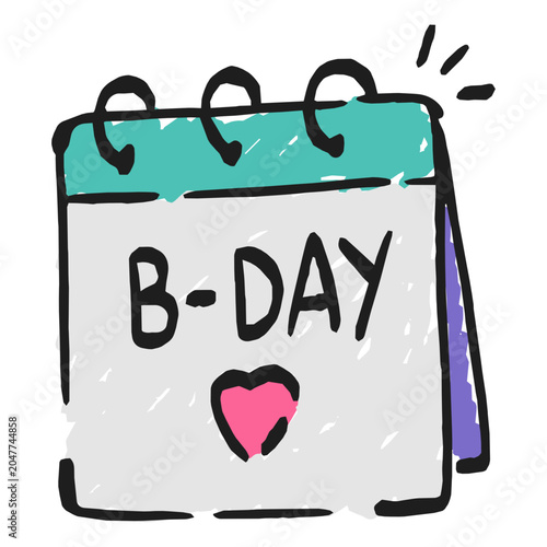Hand Drawn Happy Birthday calendar Vector