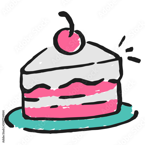 Hand Drawn Birthday Cake Vector Illustration