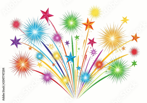Cuadro en lienzo Colorful fireworks exploding in air.