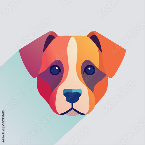 Stylized Dog Portrait with Geometric Shapes and Gradient Colors