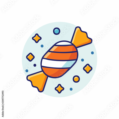Wrapped Candy Icon with Stars and Dots