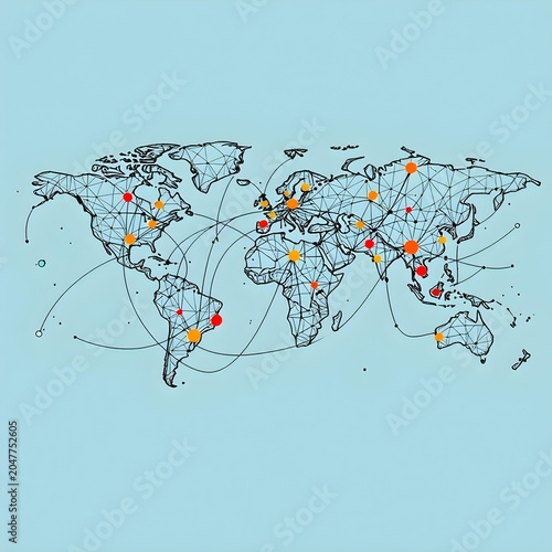 Worldwide network concept with connected locations
