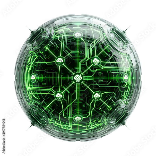 Spherical P2P Network Node Made Translucent Material On Transparent Background