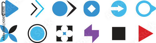 Flèche Bullet List Icons for PowerPoint Presentation, Vector Arrow Collection for Slides.  Flèche and Arrow Bullet List Icon Set, Vector Arrow Designs
