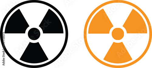 Obraz na płótnie Black and orange radioactive radiation warning symbol icons set