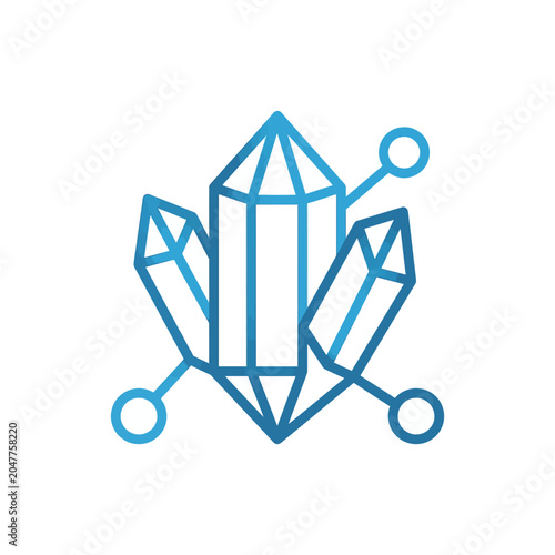 Blue crystals integrated with molecular structure icon.