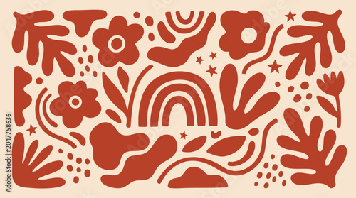 Photos Abstract floral ornament in terracotta colored vector illustration