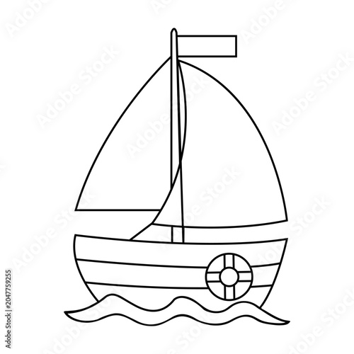 simple boat coloring pages for kids .vector illustration of a sailing ship.